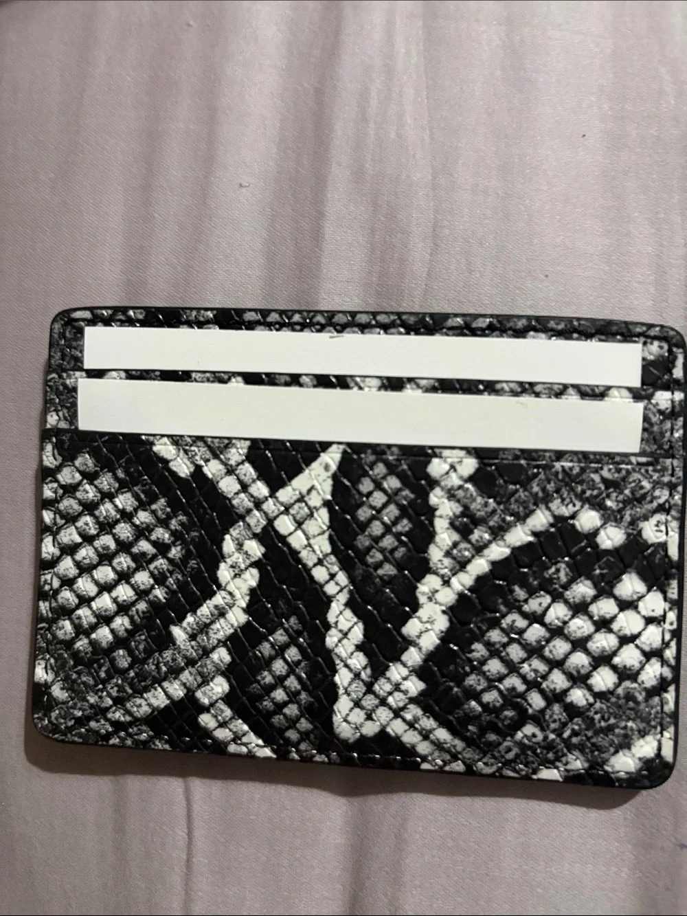 Michael Kors Black and White Snake-Print Card Case